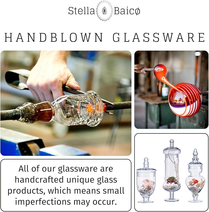 3-Pack Glass Apothecary Jars with Lids – Decorative Candy Storage Containers for Wedding, Buffet, Kitchen (H: 9", 12.5", 14")