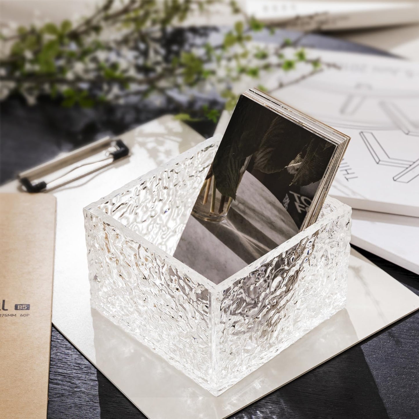 Remote Control Holder - Acrylic Desk Organizer, TV Remote and Cosmetic Storage Box 5.12"