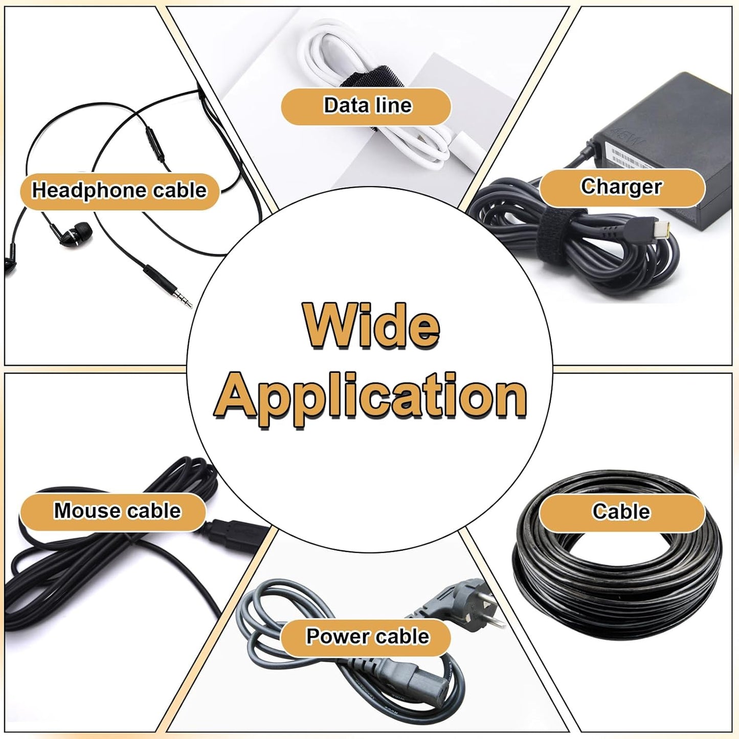 Reusable Cable Ties 8 In 100 Pack Heavy Duty Black Cord Organization Straps Adjustable & Releasable Hook and Loop for Indoor/Outdoor Wire Management