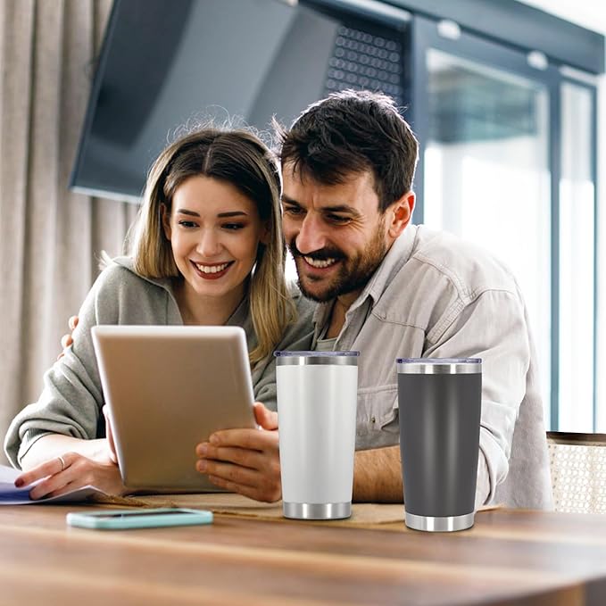 20 oz Tumbler with lid Double Wall Vacuum Insulated Tumblers Stainless Steel Coffee Mug Travel Coffee Tumbler Powder Coated Tumbler Cup Keep Hot&Cold - (Mix 12 Pack)