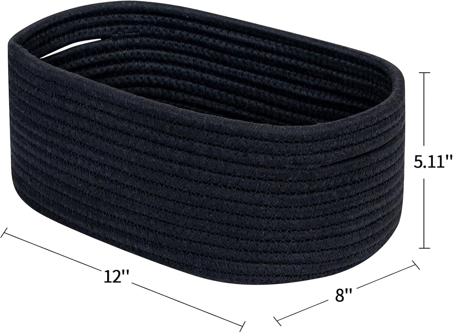 CubesLand Cute Black Basket Bins,Small Woven Storage Baskets for Shelf,Baby Nursery Basket Bin,Cube Organizer Basket Bin,Soft Toys Storage Basket,Home Decor Organization Bins 12 x 8 x 5 inches