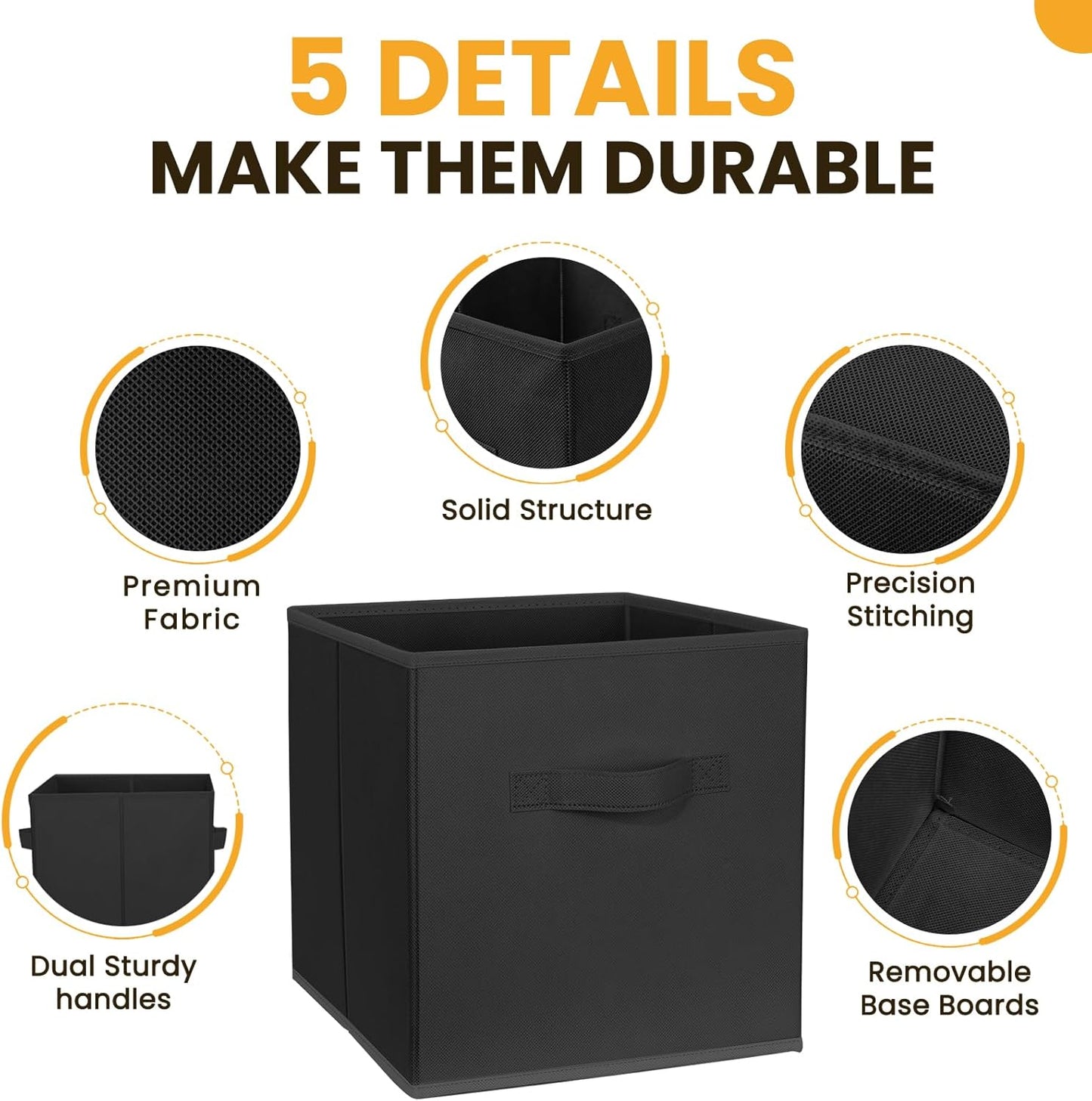 Large Storage Cubes- 13 Inch Cube Storage Bins for Organizing Shelves Kallax - Nursery Closet Organization Bins for Clothes Blanket - 10 Pack Collapsible Decorative Storage Box for Living Room (Black)