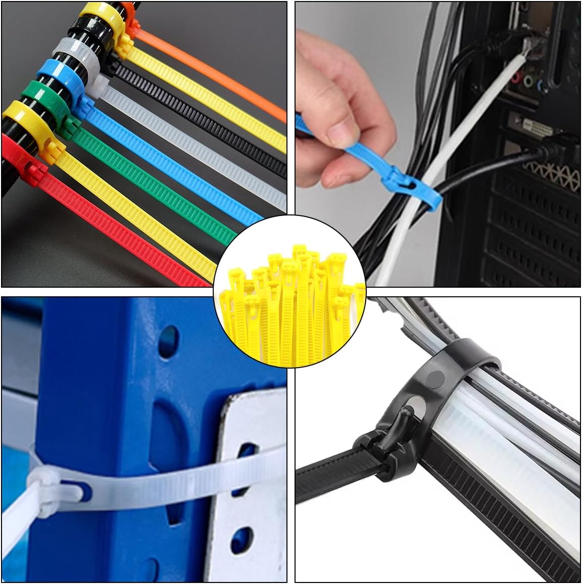 100 Pack 12 Inch Heavy Duty Reusable Zip Ties Yellow – UV Resistant, 55 LBS Tensile Strength, Weatherproof Cable Ties for Outdoor, Industrial, and Harsh Environments