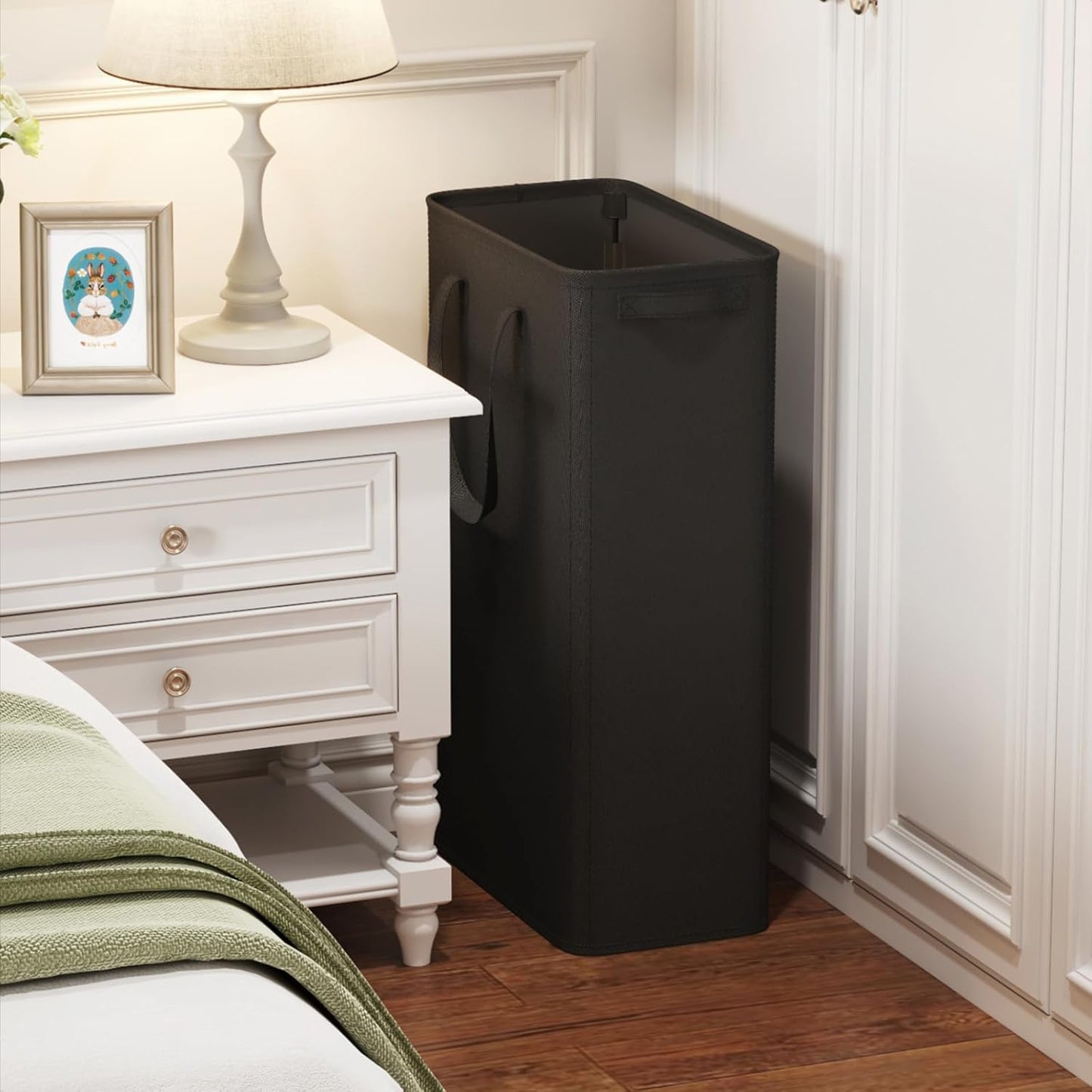 Lifewit 2 Pack Slim Laundry Hamper, Collapsible Narrow Laundry Basket, Small Tall Dirty Clothes Hampers with Handles for Bathroom Bedroom College Dorm, Black, 65L