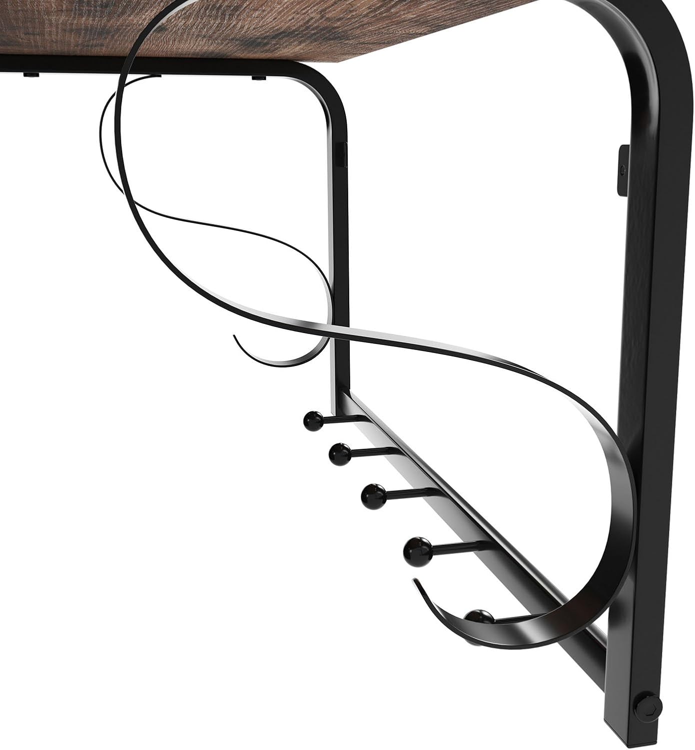 VASAGLE Coat Rack Wall Mount, Wall Hooks with Shelf, Hanging Rail, 5 Hooks, for Entryway, Bathroom, Laundry Room, Rustic Brown and Black ULCR11BX