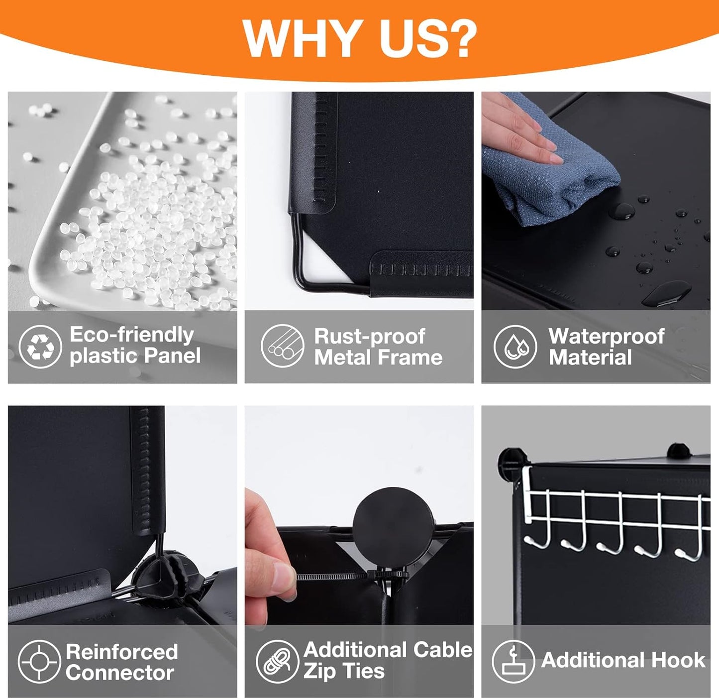 Neprock 16 Cubby Storage Organizer, Closet Clothes Storage Organizer, Cube Shelves Closet Organizers and Storage Shelves for Clothing Storage with Hammer, Bookshelf for Kids(Black)