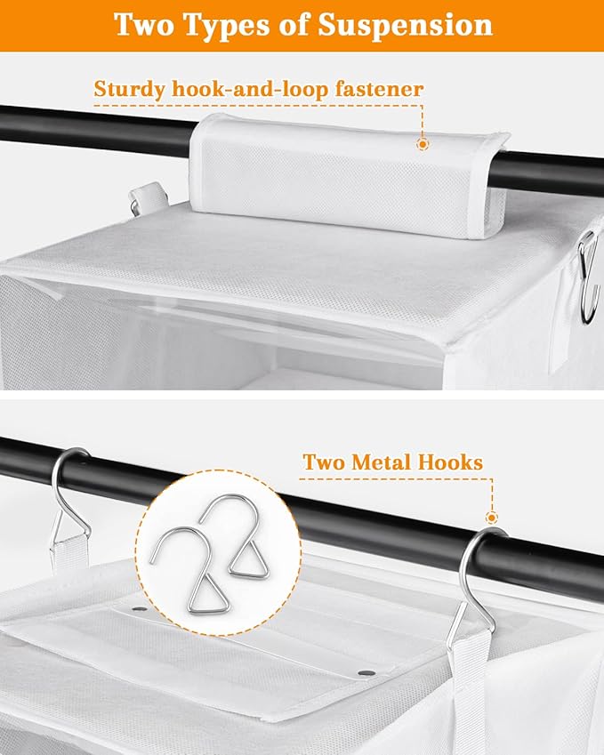 punemi Weekly Clothes Organizer for Kids, 6-Shelf Hanging Closet Storage with Side Pockets, Days of The Week Design, 11.8" x 11.8" x 37.8", Perfect for Organizing a Week's Worth of Kids' Clothing