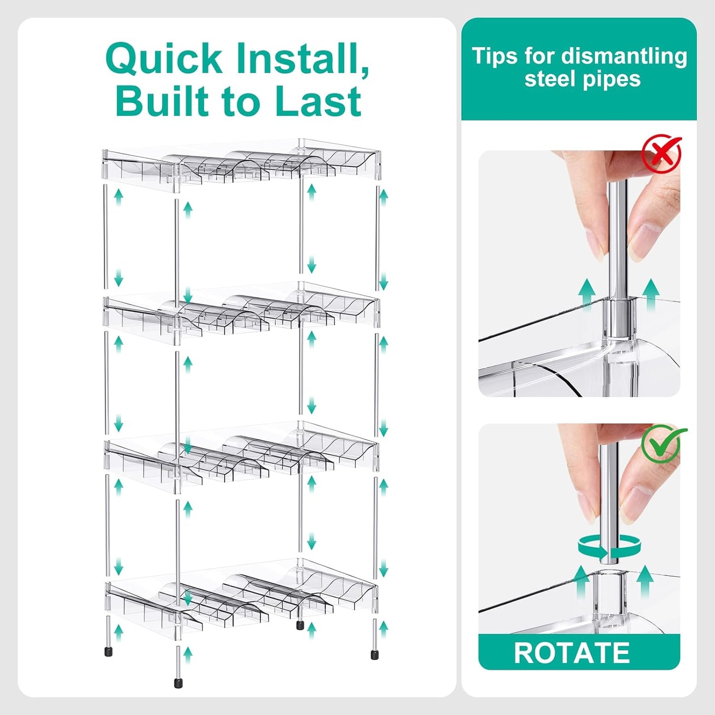 Reusable Stackable with Handle Compartment Water Bottle Tumbler Organizer for Stanley 40oz with Handle Cup, Stanley Accessories for Pantry, Cabinet & Kitchen Organization and Storage,4 Tier Hold 12