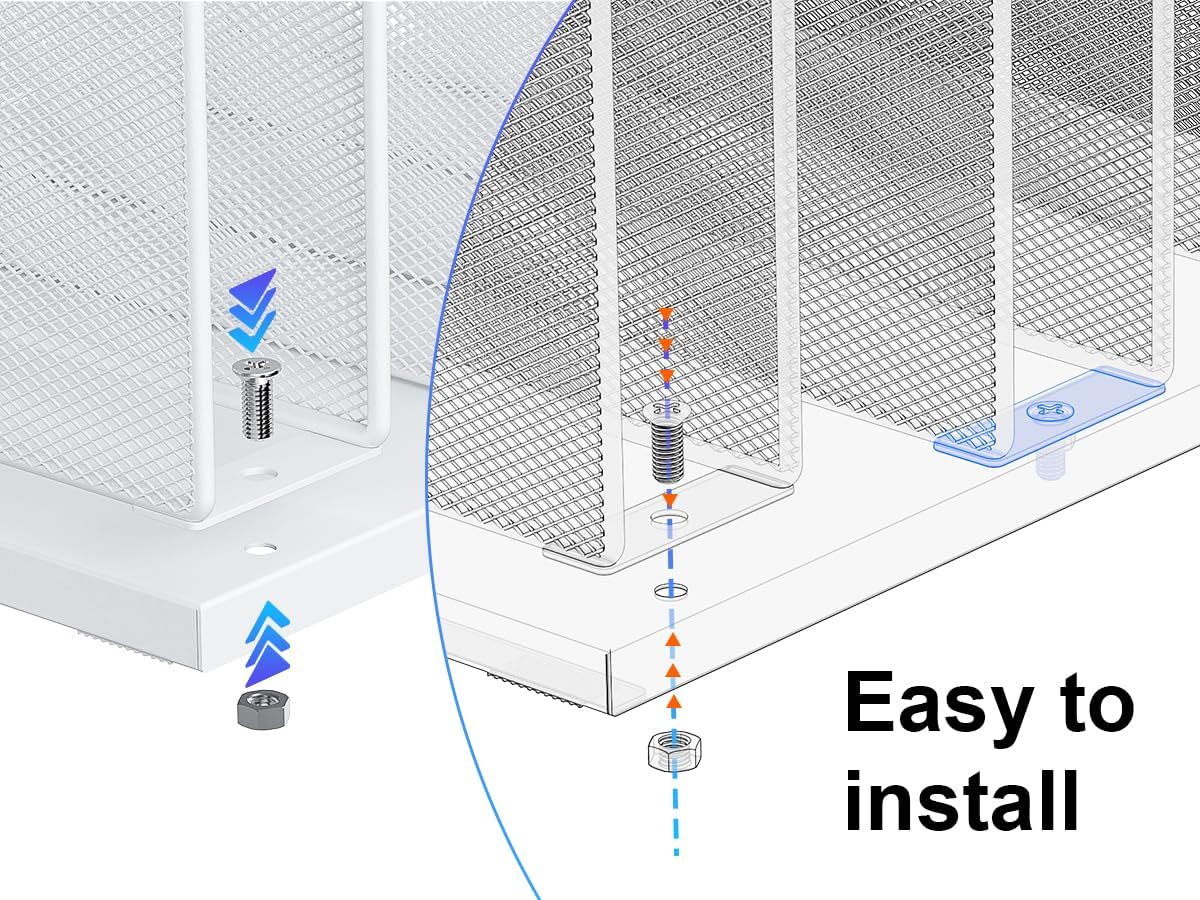 gianotter Desktop File Organizer, Desk Organizer with 5 Compartments, Paper Organizer for Desk, Workspace Organizers for Office Supplies (White)