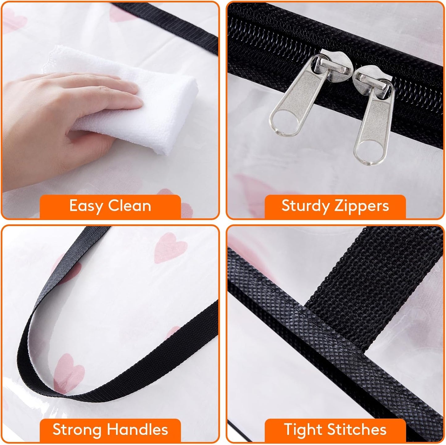 Lifewit 4 Pack Clear Clothes Storage Bags, 75L Large Plastic Blanket Storage, Vinyl Foldable Moving Bags with Zipper, Closet Organizers Containers for Comforter, Bedding, Duvet, Pillow