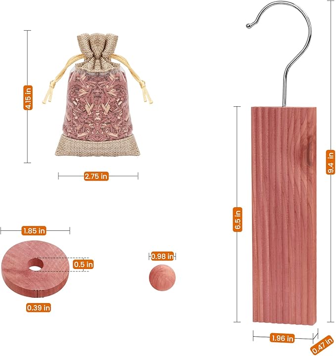 Homode Cedar Blocks for Clothes Storage, Set of 30, Cedar Chips for Closets and Drawers, Aromatic Cedar Wood Balls and Cedar Sachets, Cedar Closet Freshener