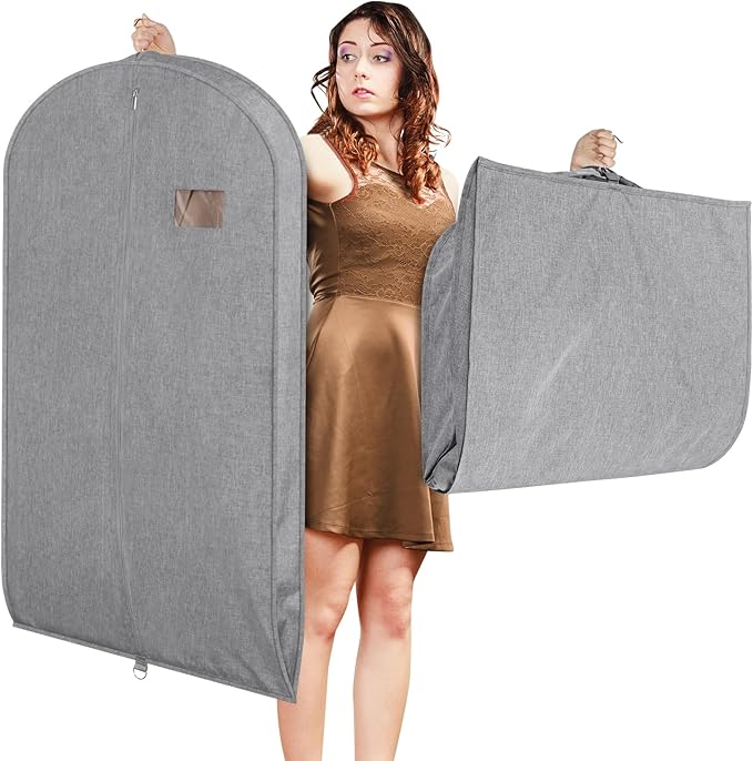 Univivi Garment Bags for Hanging Clothes, 43 Inch Suit Cover Bags for Closet Storage, Hanging Clothes Bag with Zipper and Eye-Hole for Suits, Coats, Jackets, Shirts, 1 Pack - Gray