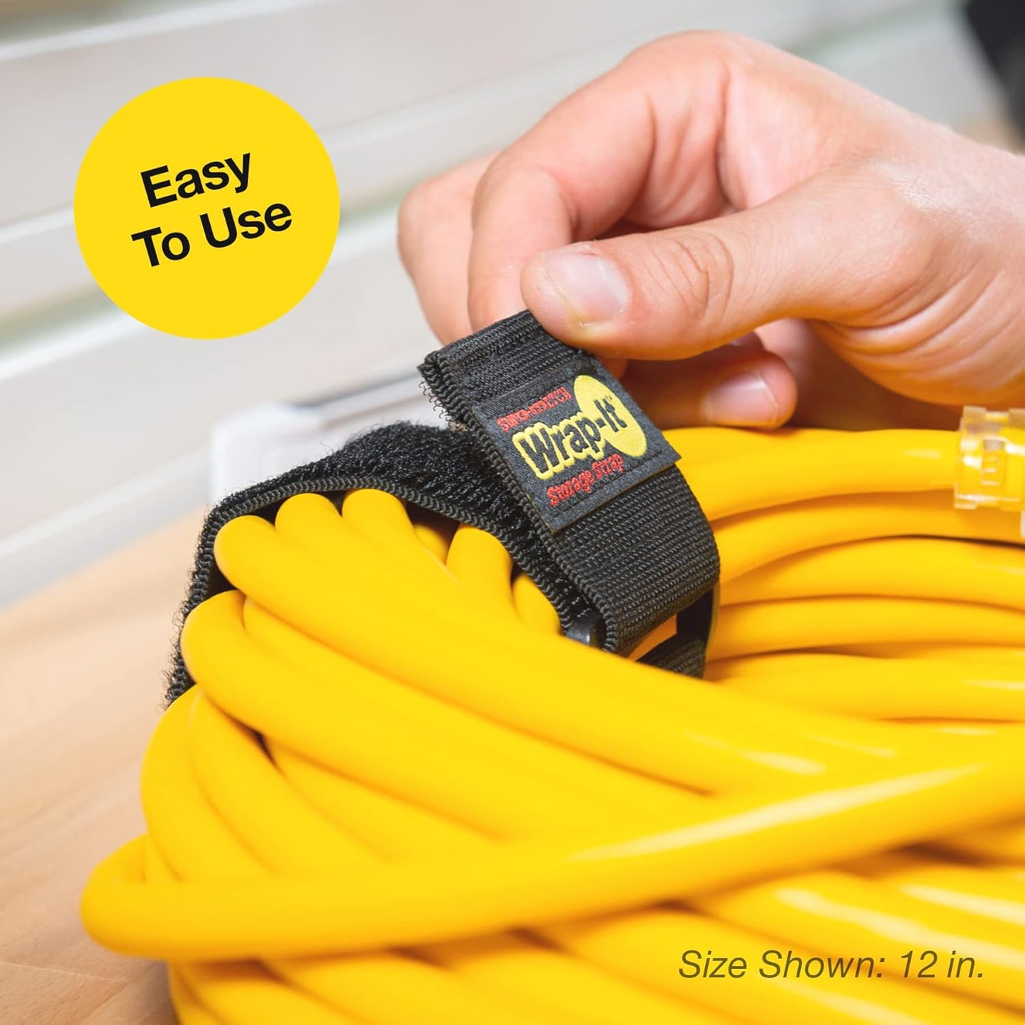 Super-Stretch Wrap-It Storage Straps - 12" (8-Pack) Orange - Elastic Hook and Loop Cinch Straps Extension Cord Organizer Hose and Cables Wraps