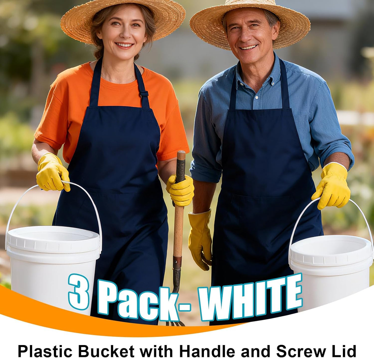 2.6 Gallon Plastic Bucket with Screw Lid 3 Pack - Food Grade Small Storage Bucket for Water, Food, Paint, Cleaning Supplies (BPA-Free, Stackable)