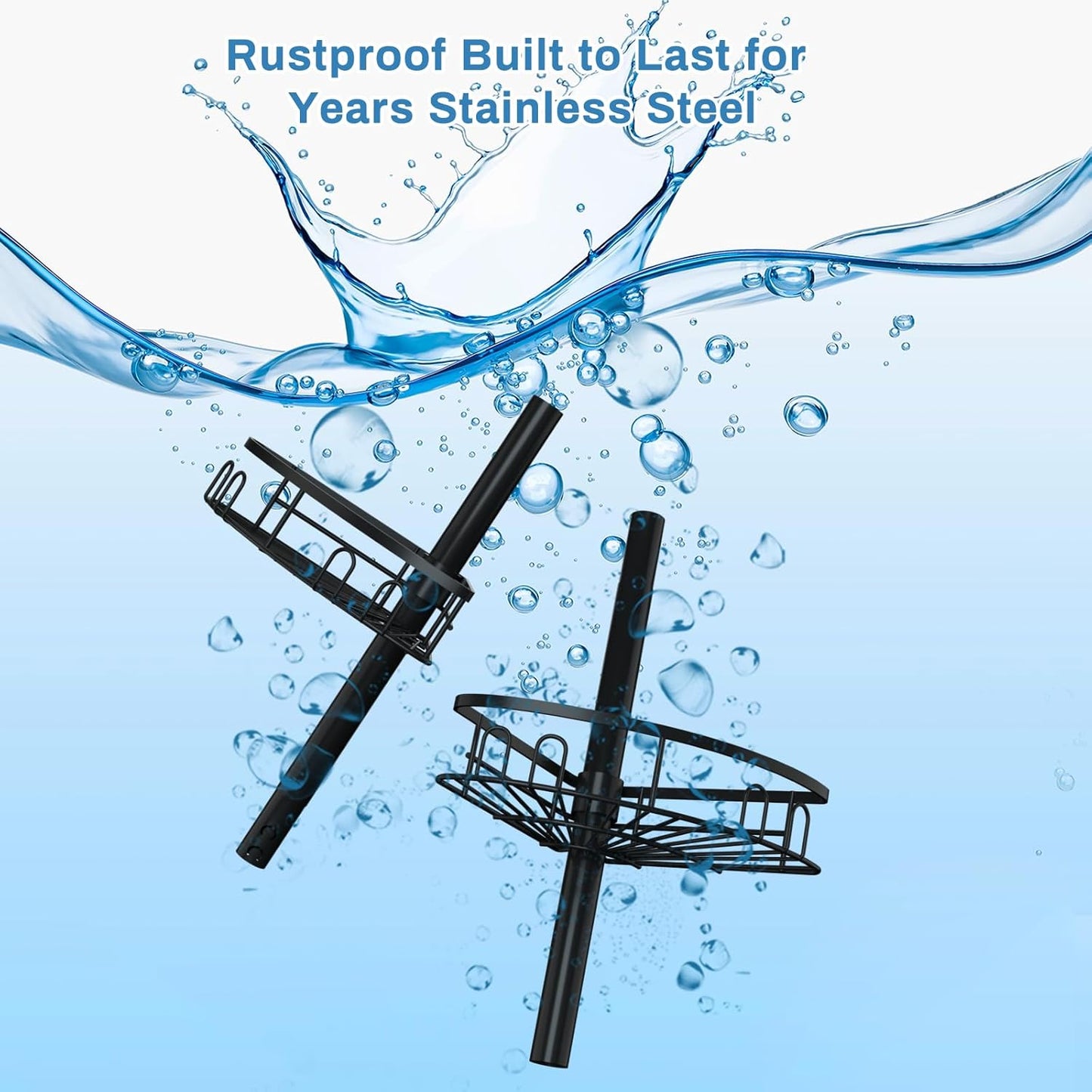 Rustproof Corner Shower Caddy Freestanding Tension Pole, 4 Large Baskets for Bathtub Shampoo Storage Organizer Bathroom Height Adjustable Shelves from 23.6 to 114.5 Inch with Towel Bar