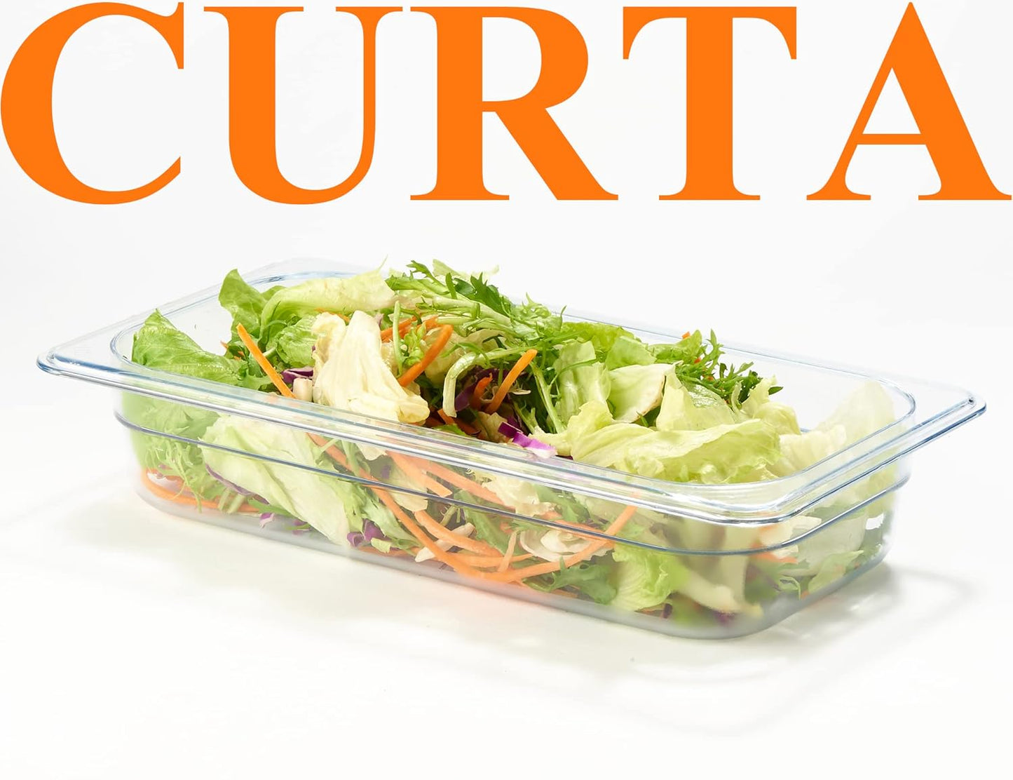 CURTA 6 Pack NSF Food Pans, 1/3 Size 2 1/2 Inch Deep, Commercial Polycarbonate Plastic Clear Freezer-Safe