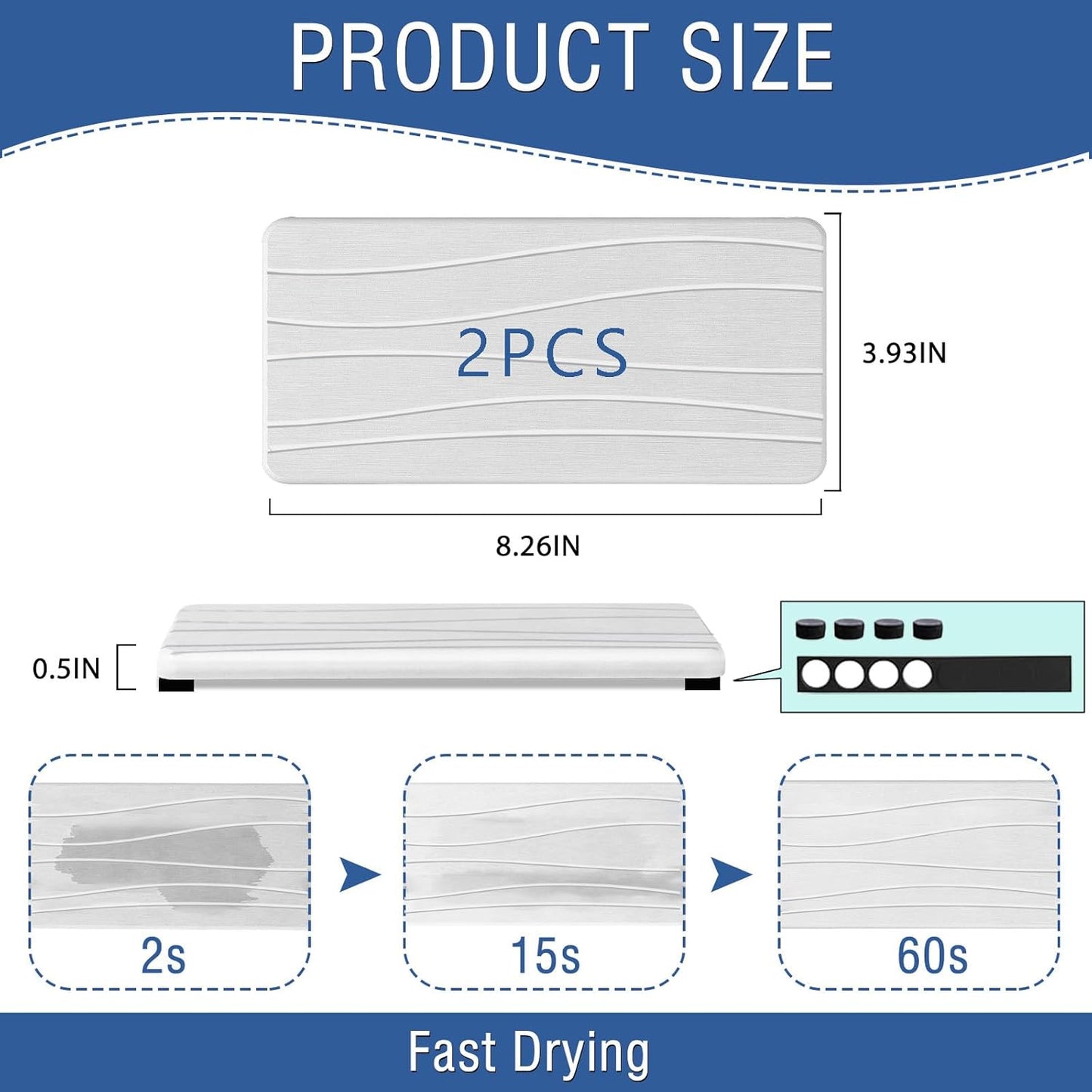 2PCS Water Absorbing Stone Tray, Fast Drying Stone Sink Tray, Water Absorbent Diatomite Trays, Stones Soap Trays, Diatomite Coasters for Kitchen Sink Bathroom Counter, Hand Soap Dish & Holders