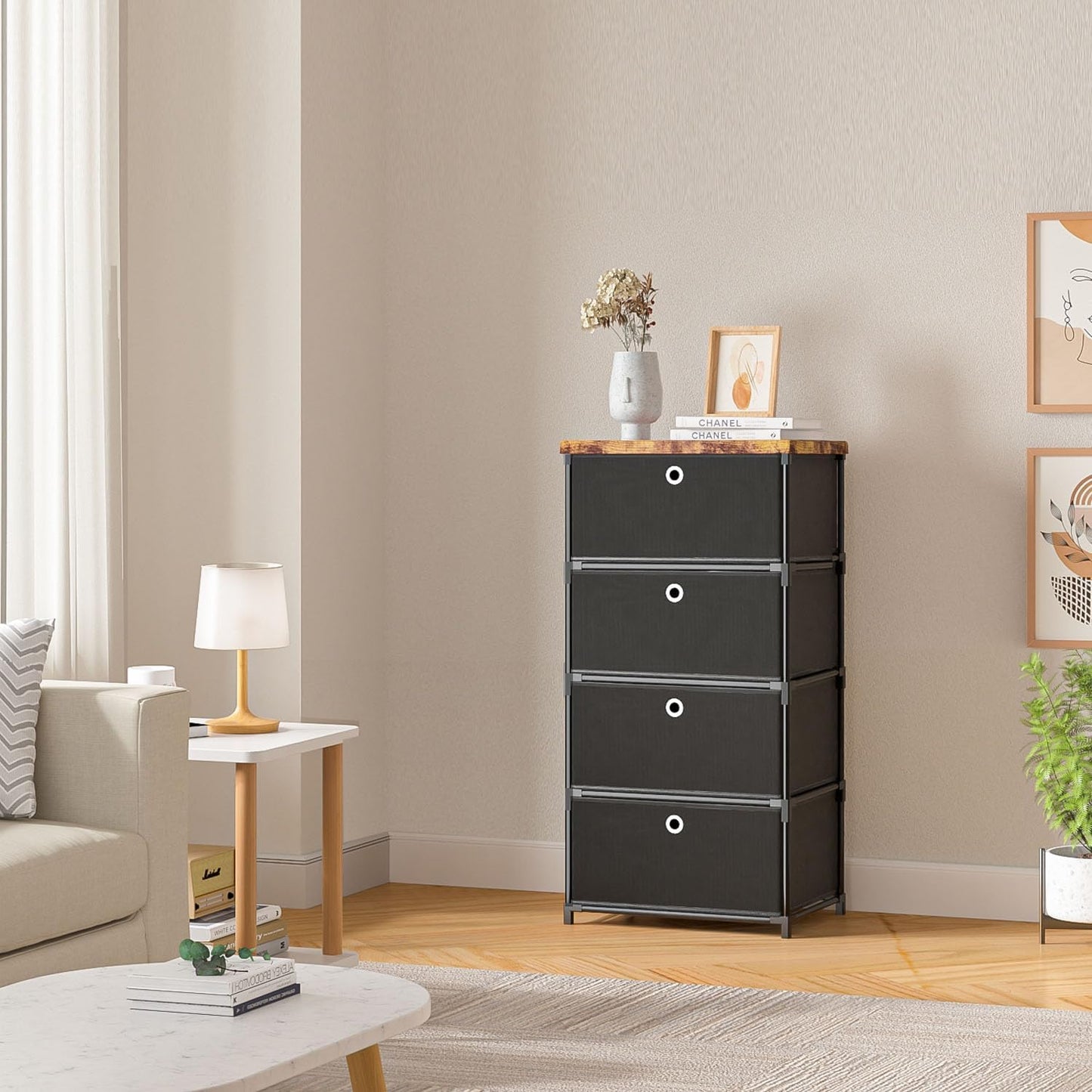 Fabric Storage Drawers Dresser and Chest of Drawers, Small Dresser with Drawers Unit, Sturdy 4 Drawers Dressers for Closet, Fabric Storage Bin Organizer, Closet Organizers and Storage