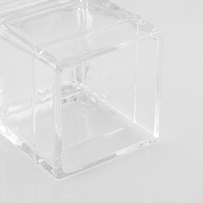 Glass Cotton Jar Holder 2 Pack– Silver/Chrome Lid, Elegant Bathroom Storage Canister for Qtips, Cotton Balls, Floss, Makeup Organizer, Vanity & Bathroom Organization