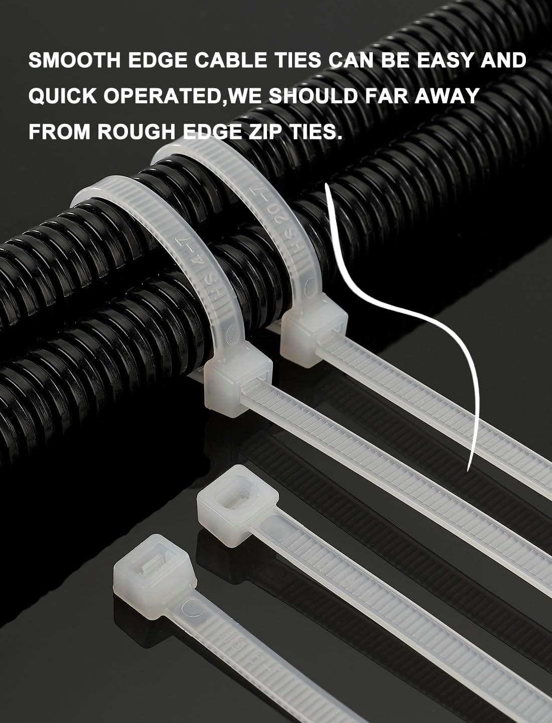 HS Strong 12 Inch Heavy Duty Outdoor Wire Zip Ties Thick 0.3 Inch (100 Pack) 120 LBS High Strength Large Plastic Wide Cable Zipties Black Hd