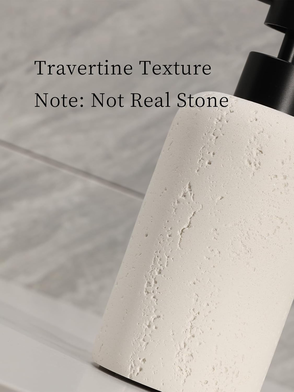 Soap Dispensers 400mL 13.5 OZ, 2 PCS Luxurious Hand Dish Lotion Shampoo Soap Dispenser Jar, Travertine Soap Pump Bottles for Kitchen Bathroom Countertop (Cream)