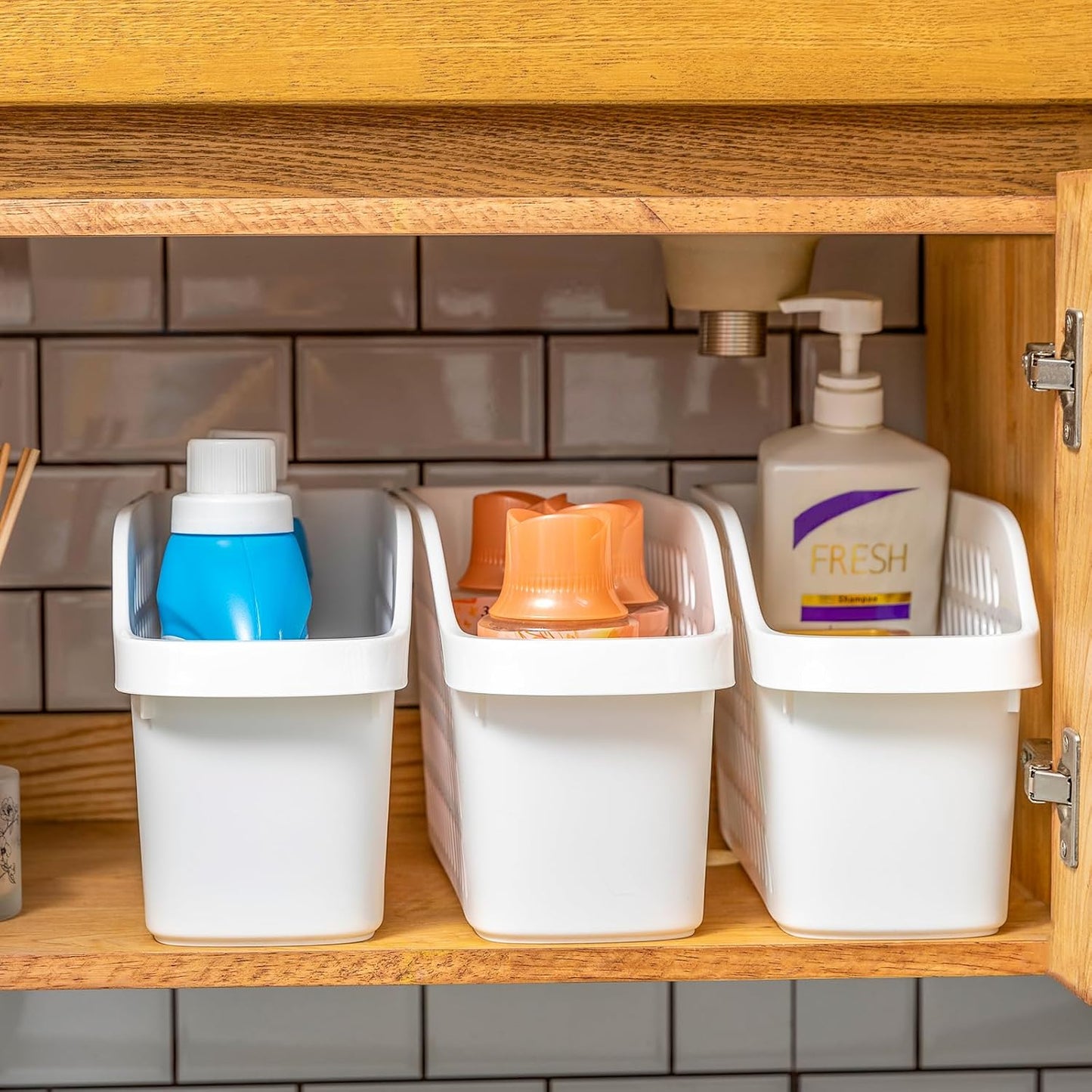 3 Pack Under Sink Organizer with Wheels Pull Out Kitchen Bathroom Cabinet Organizers and Storage Multi-purpose Plastic Organizer Baskets for Cleaning Supplies, Bottles