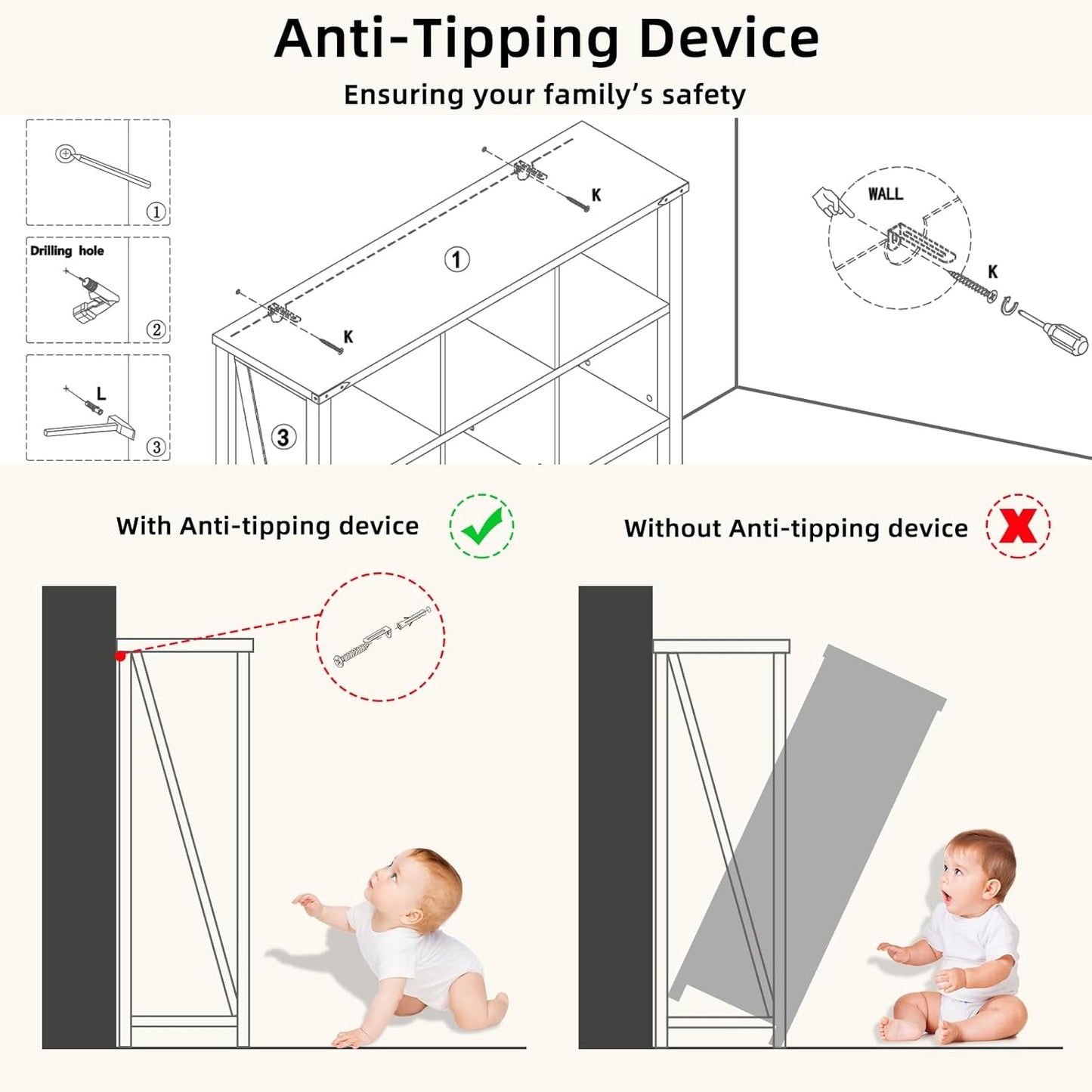 9 Cube Bookcase, Farmhouse 47 Inch Wide Navy Blue Bookshelf, Wooden 3 Tier Display Large Open Book Shelf, Vintage Horizontal Book Case for Home Office, Cubby Storage Cabinet for Living Room