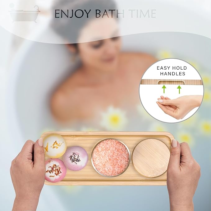 Qtip Holder with Vanity Tray - 3 Pack Glass Apothecary Jars with Lids, Cotton Ball Swab Pad Floss Pick Holder, Bathroom Organizers Jars Containers Canisters Accessories Set