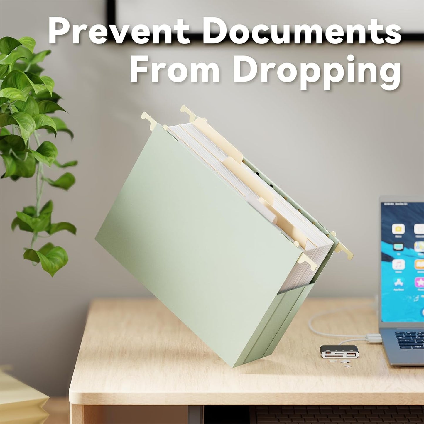 Ansook Plastic Letter Size Hanging File Folders,Reinforced 3" Extra Capacity File Folder with Tabs,6 Pack Expanding Filing Cabinet Folders,Heavy Duty Accordion Hanging Folder for Office(Morandi Color)