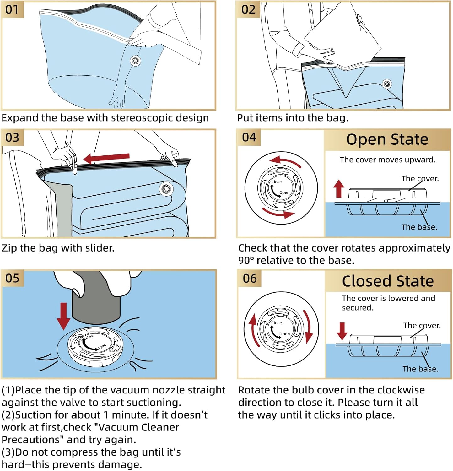 TAILI 6 Pack Vacuum Storage Bags, Jumbo Cube (31x40x15 Inch), Extra Large Vacuum Seal Bags for Clothing, Comforters, Blankets, Bedding, Closet Organization Space Saving, Cream