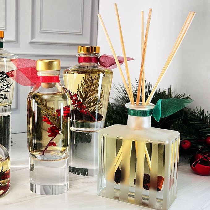 LOVSPA Reed Diffuser Set, Baltic Amber Scented Oil Diffuser with Sticks, Home Fragrance Accessories for Bathroom Shelf Decor, Aroma Diffusers for Home or Office Fall Decor, USA Made