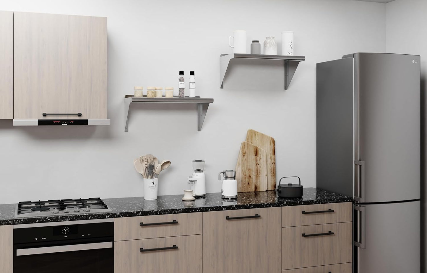 AmGood 24" Long X 12" Deep Stainless Steel Wall Shelf | NSF Certified | Appliance & Equipment Metal Shelving | Kitchen, Restaurant, Garage, Laundry, Utility Room