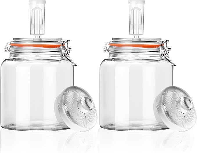 0.6 Gallon Fermentation Jars with Weights & Airlocks, Fermenting Kit for Sauerkraut, Kimchi, Kombucha and Pickles, 2 Pack
