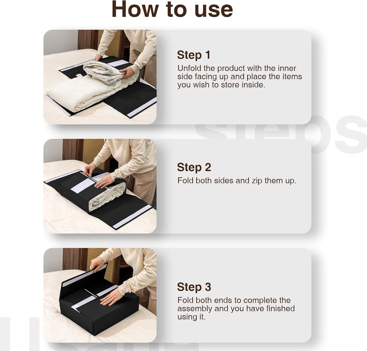 DIMJ Bed Sheet Organizers 6 Pack, Folding Sheet Bedding Storage Organizer, linen closet organizer with Window Handle (Queen or King Size) for Bed Sheets Duvet Covers Pillowcases.(Black), 6pack