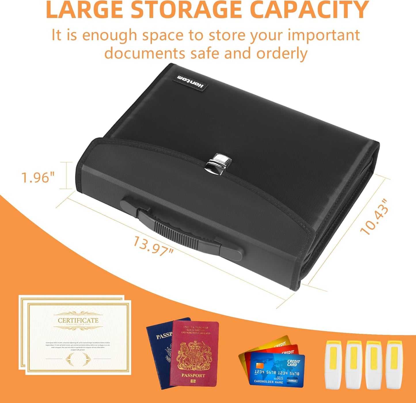 Hontom Accordion File Organizer,24 Pockets Fireproof Expanding File Folder with Multi Pockets,Portable Business Fireproof Storage Document Organizer Folder with Snap Closure for Documents and File