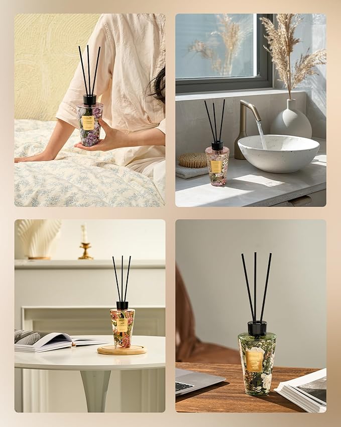 M&SENSE Wild Cherry Reed Diffuser Set - 8.79fl oz Home Fragrance Non-Toxic Natural Bathroom Diffuser with Sticks, Air Freshner Gifts for Bathroom Bedroom Home Decor