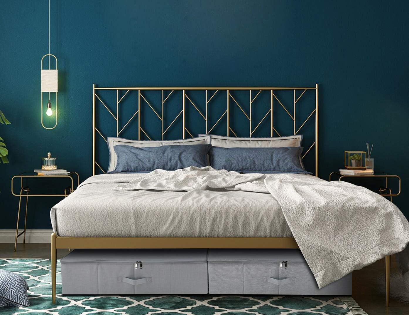 iwill CREATE PRO Folding Washable Rigid Underbed Storage Boxes with Zip Lid for Garment, Clothing, Blankets for Bedroom, College Dormroom, Wardrobe, Shelf Baskets, Pack of 3, Black Gray