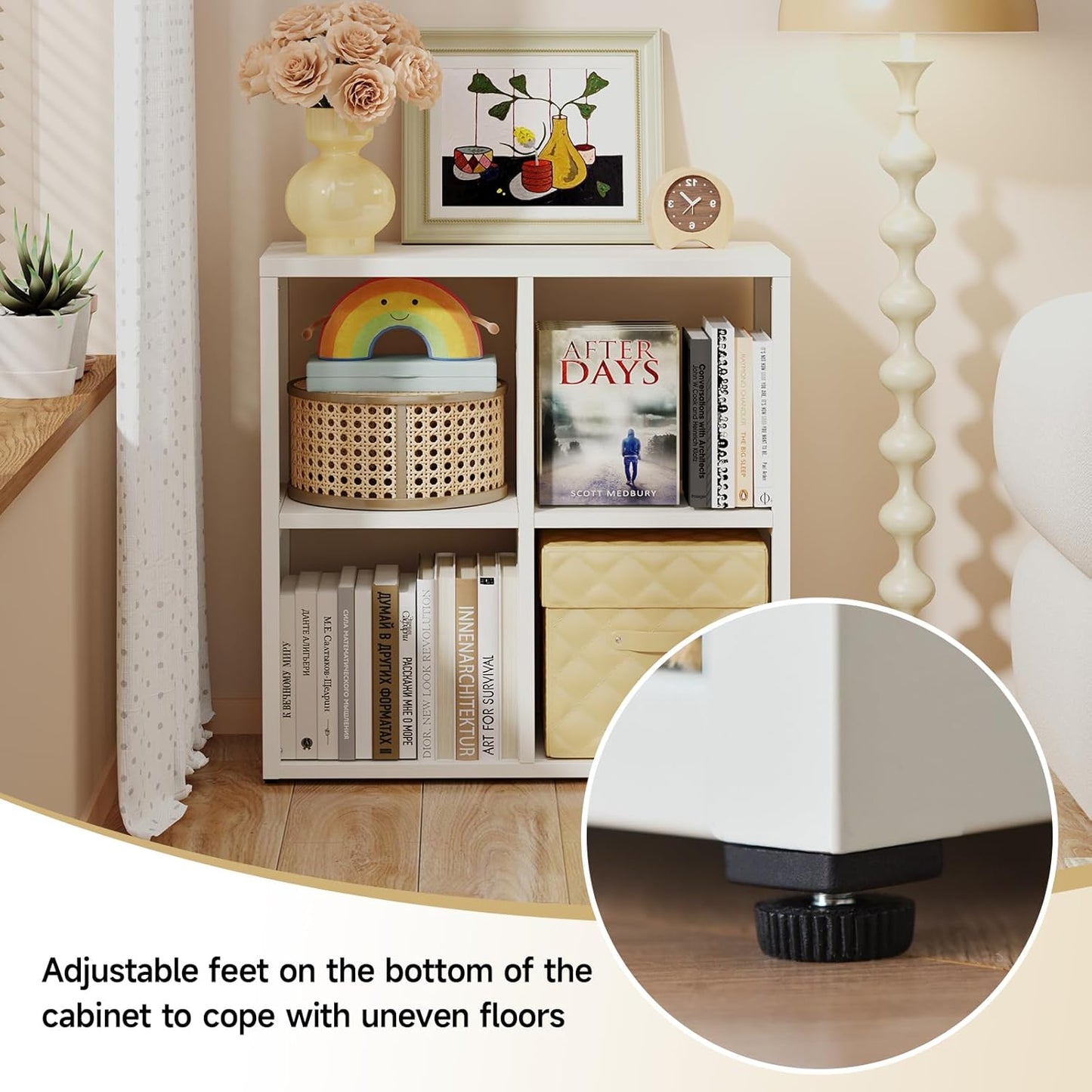 4 Cube Book Shelf - High-Strength Steel Cube Storage Organizer with Open Display Shelves for Living Room