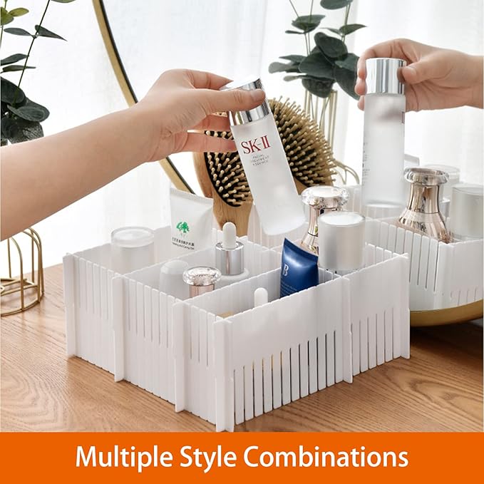 20Pcs Drawer Dividers, 14.96"x2.76", Thin, DIY Plastic Drawer Separator, Large Adjustable Dresser Drawer Organizer for Clothes, Bedroom, Bathroom, Kitchen Cutlery, Desk, Office Storage