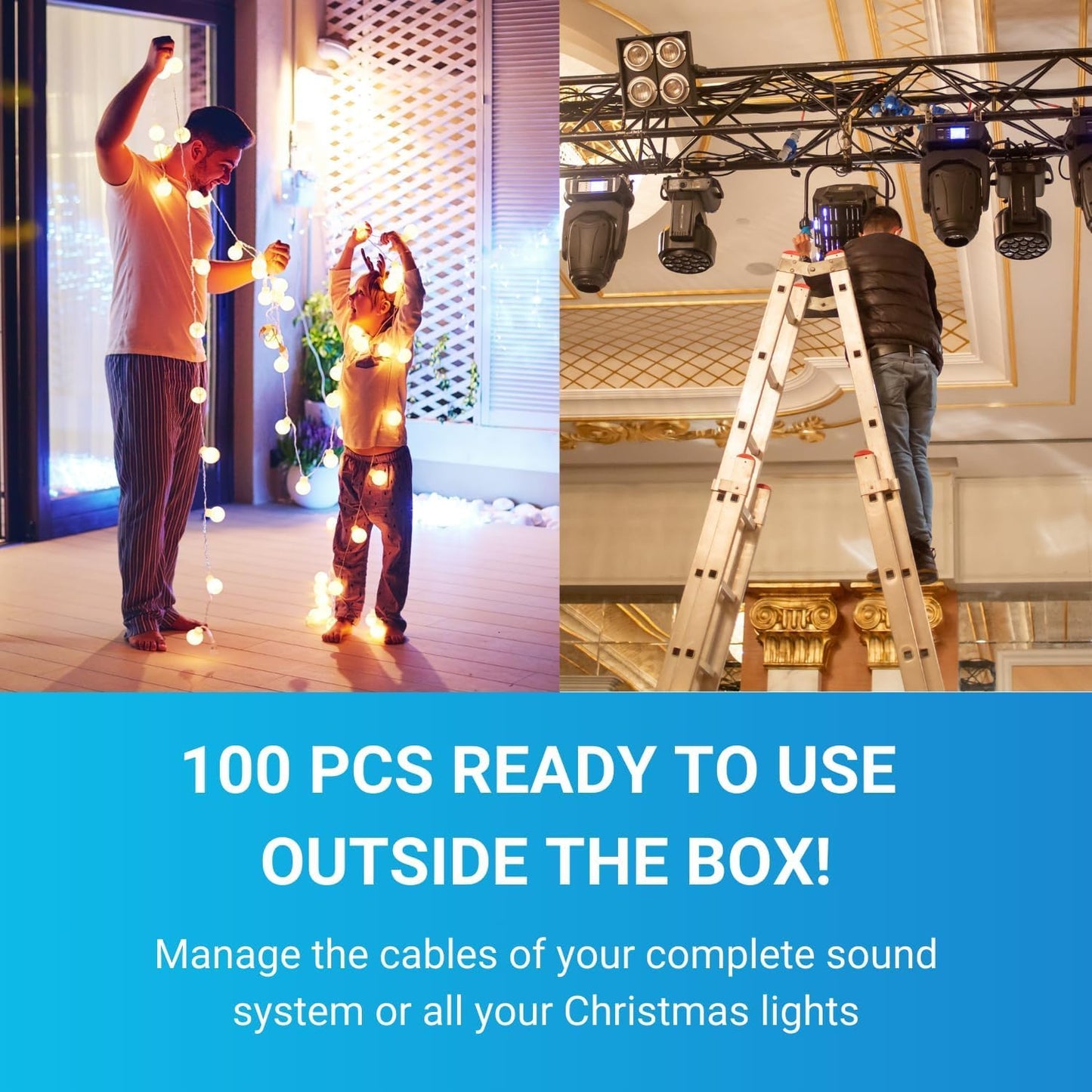 STEREN Coaxial Cable Clips - Cable Holder - Siding Clips for Hanging - Cord Holder for Desk - Cable Clamps - Cord Clip - Wire Organizer Clips - Tv Mount Screws (Black, 100 Count - Single Screw)