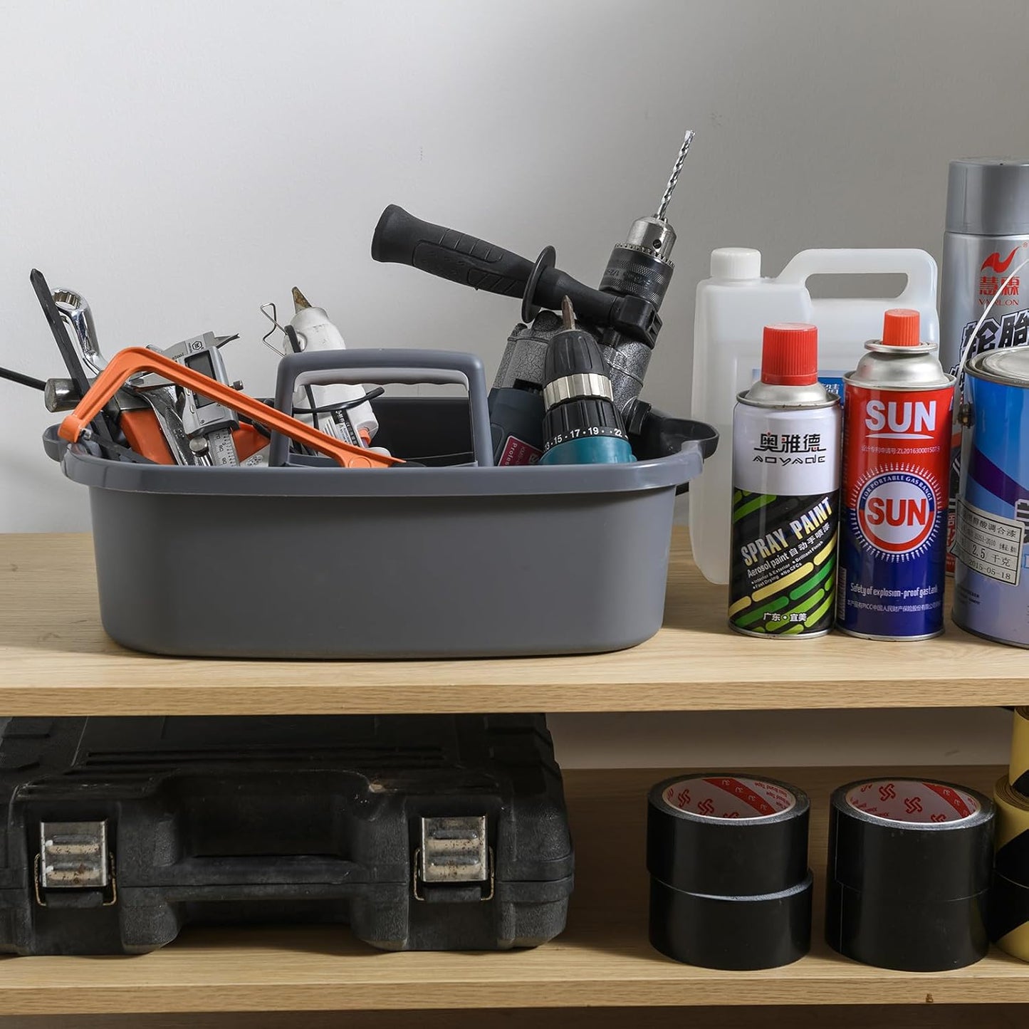 ALINK Plastic Cleaning Storage Caddy with Handle, Large Shower Caddy Basket Organizer for Dorm, Bathroom, Tool, Garden, Kitchen, Cleaning Supplies - Clear