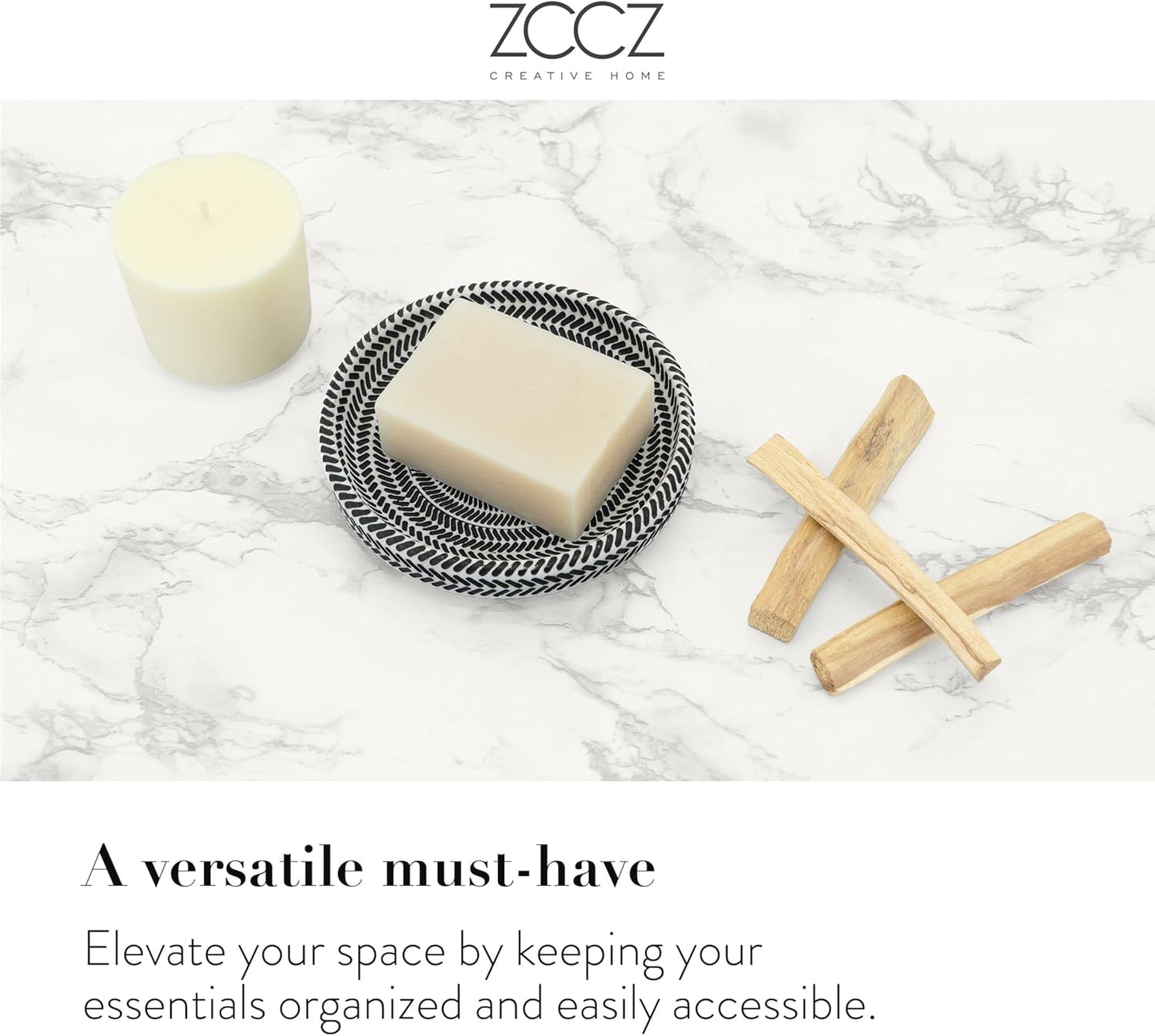 ZCCZ Black and White Bathroom Accessories Set, 4 Pieces - Toothbrush Holder, Soap Dispenser, Vanity Tray, Tumbler - Countertop Organizer for Bathroom Decor - Modern Accessory Set for Home and Office