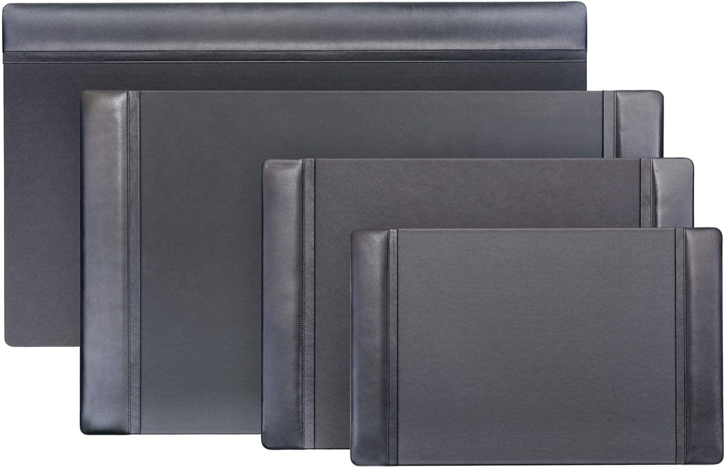 Dacasso Black Leather 22" x 14" Side Rails Desk Pad