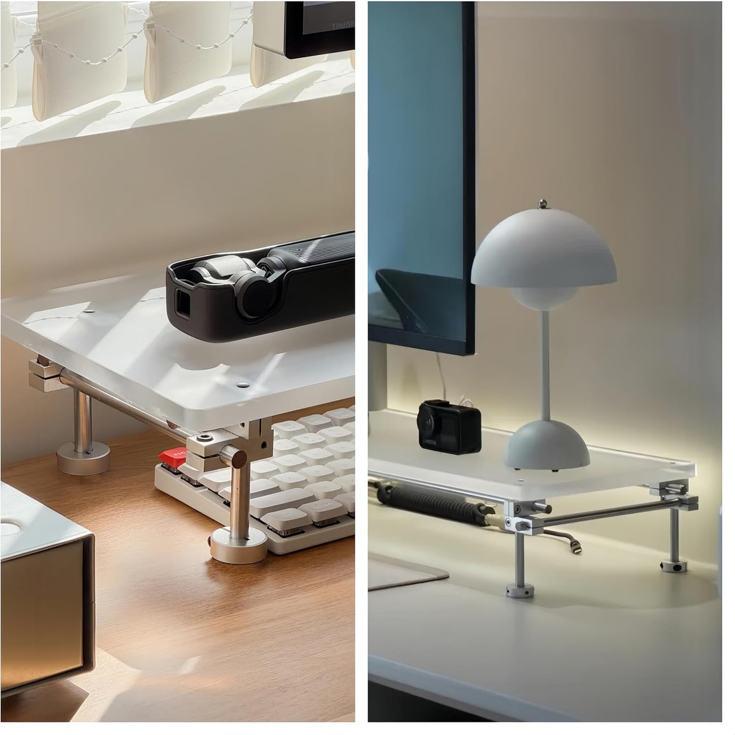 Desk Organizer and Accessories, Computer Monitor Stand for Desk, 23.6" Diy Acrylic Monitor Riser for Desk Accessories