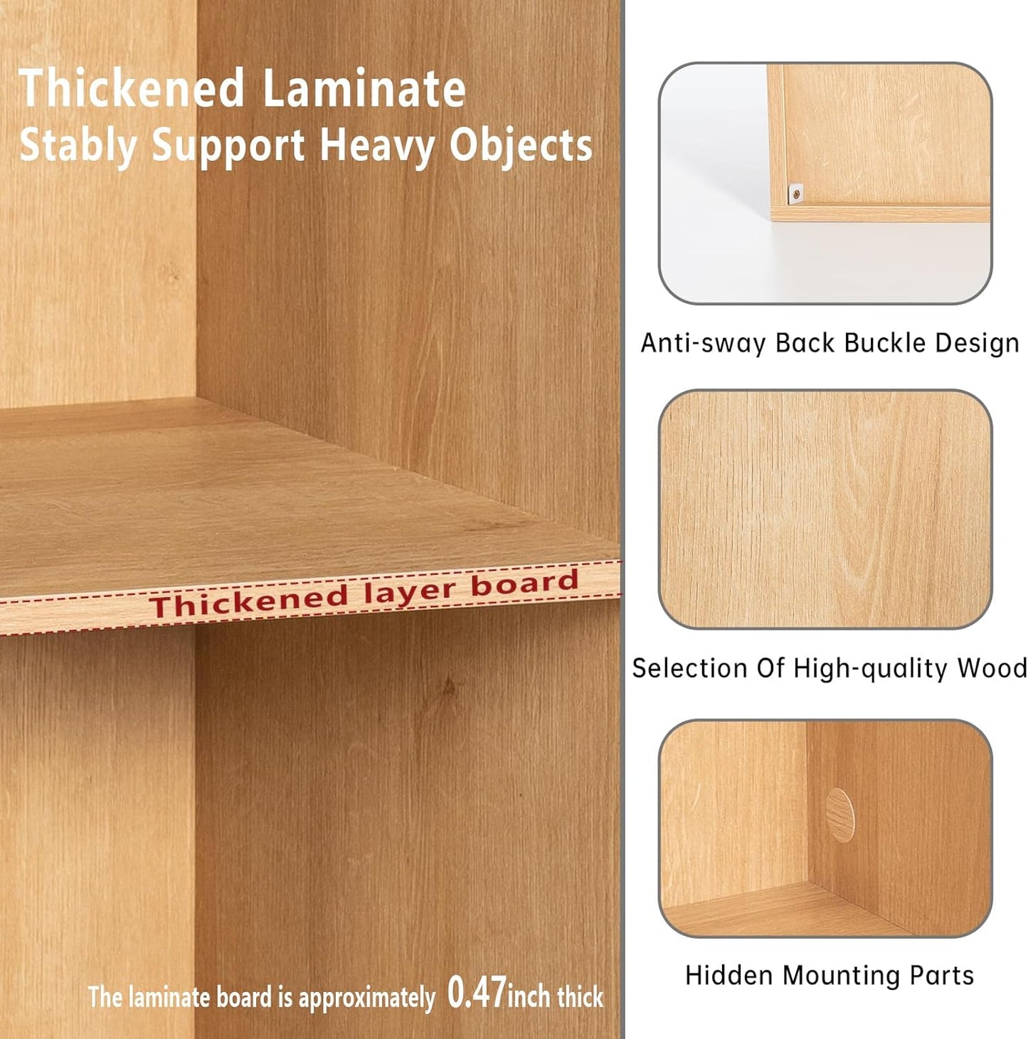 Wooden 8-Cube Storage Organizer with Closed Back Panel, 11in Cube Shelf Opening, Bookshelf, Display Shelf,Closet Cabinet for Home and Office,Natural Oak