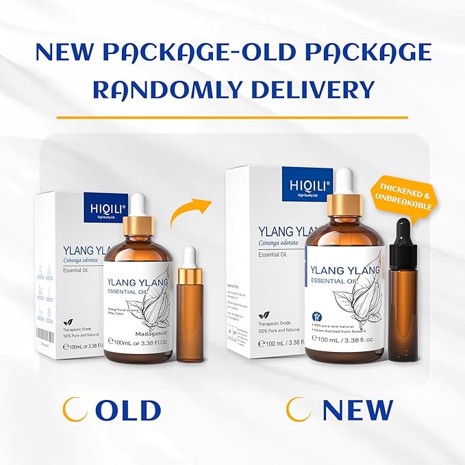 HIQILI Ylang-Ylang Essential Oil, Long-Lasting Scent for Diffuser, Perfumes, Aromatherapy, DIY - 3.38 Fl Oz