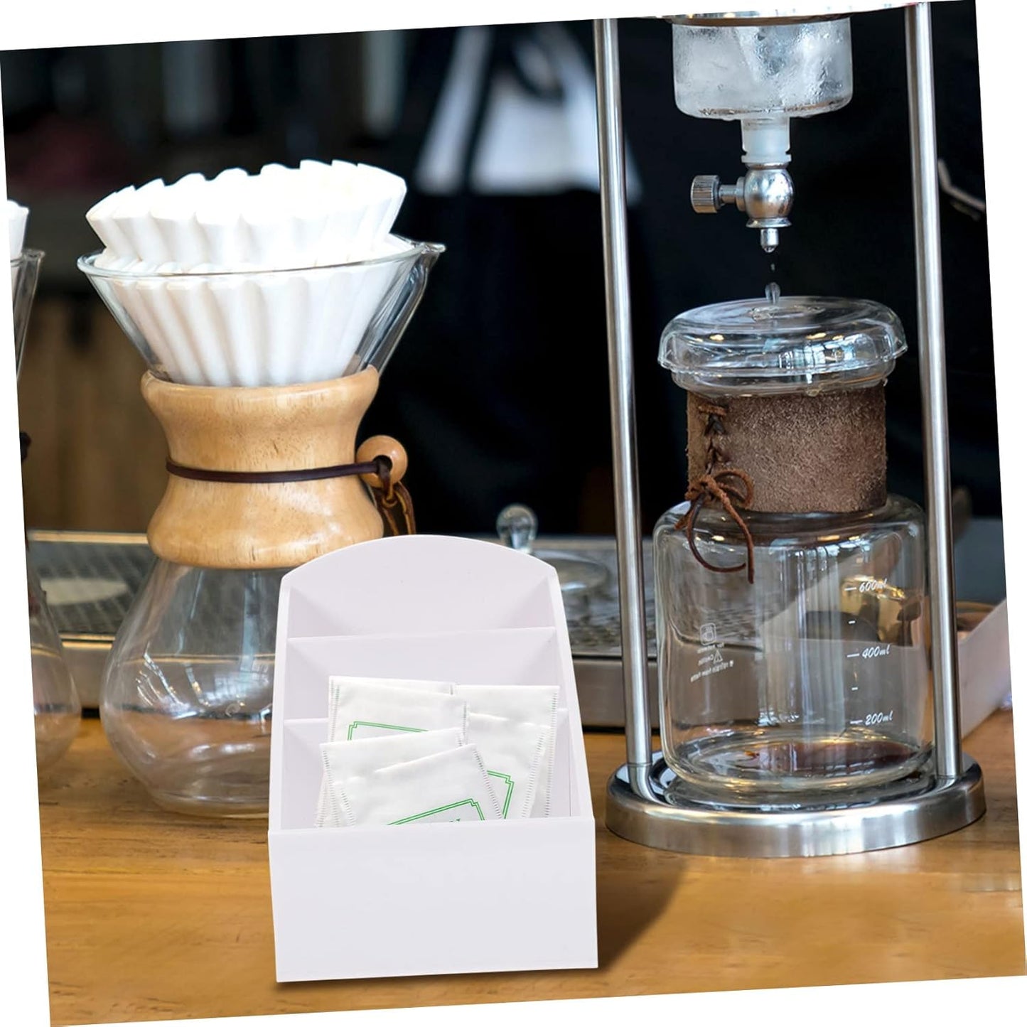 STOBAZA Countertop Sugar Bag Holder and Tea Bag Organizer Elegant Storage Box for Coffee Station and Tea Supplies Polished Edges for Safe Use for Home Decor