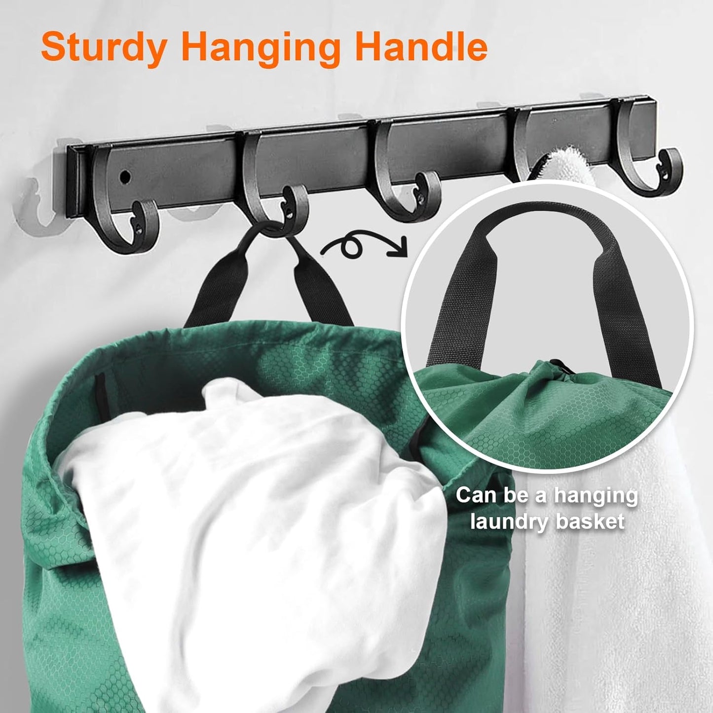 Femuar Laundry Bag Backpack Durable Laundry Bag with Shoulder Straps and Mesh Pockets Portable Laundry Dirty Clothes Hamper Bag for College Dorm (Green)