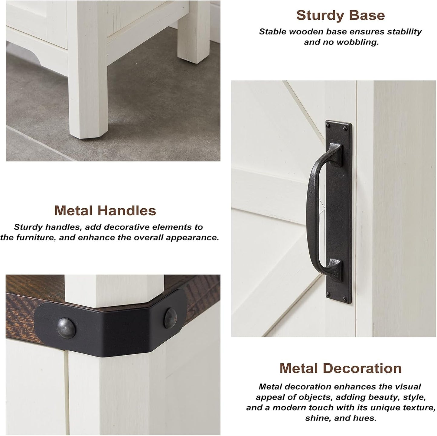 Bathroom Storage Cabinet, 5-Shelf Farmhouse Storage Cabinet with Barn Door&Adjustable Shelves, Bathroom Organizer for Living Room, Kitchen (Antique White)