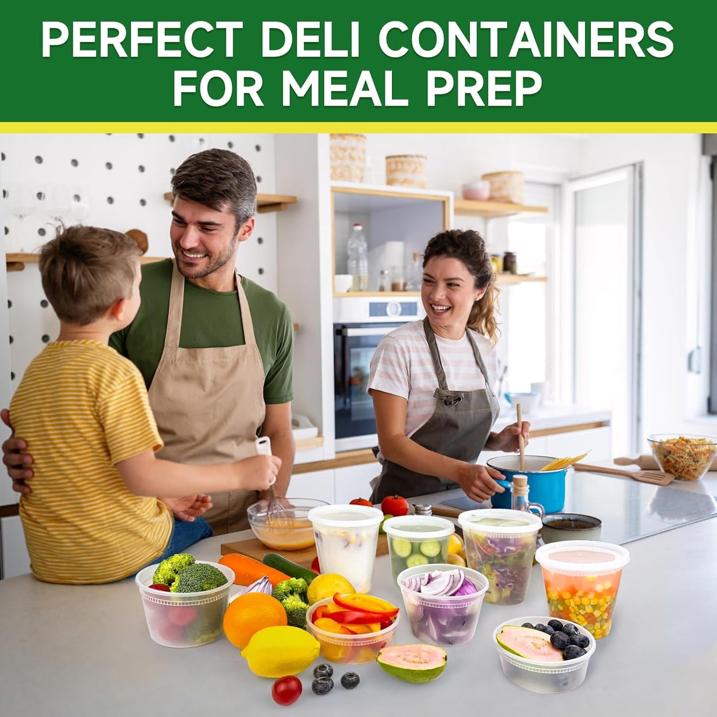50 Set 16 oz Deli Containers with Lids, Leak-Proof BPA Free Plastic Take Out Bowls, Food Storage Containers for Takeout Meal Prep Storage, Freezer, Microwave & Dishwasher Safe